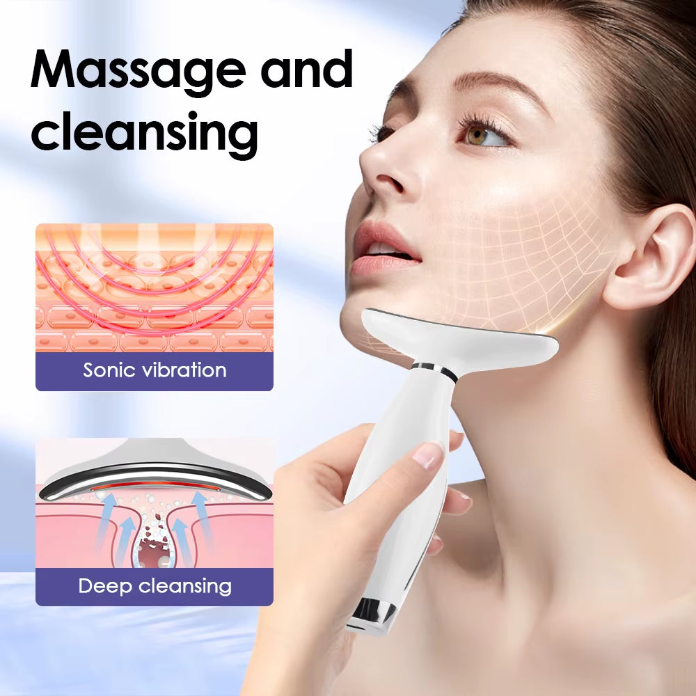 Neck Face Lifting Massager 7 Colors Light LED Photon Therapy Skin Tighten Wrinkle Remove Heating Vibration Massage Beauty Device